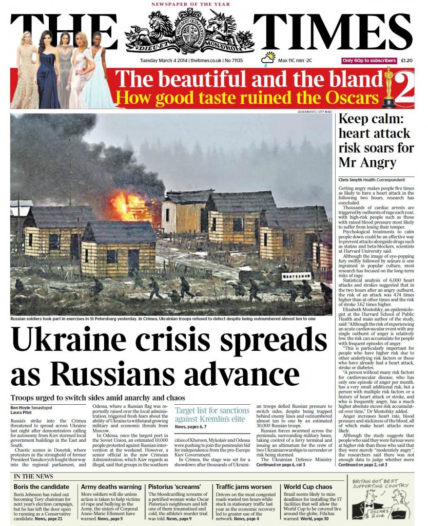 The Times: Ukraine crisis spreads as Russians advance