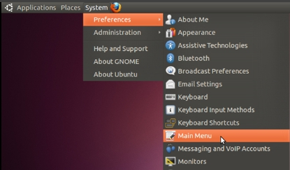 Приклад меню в Ubuntu Linux