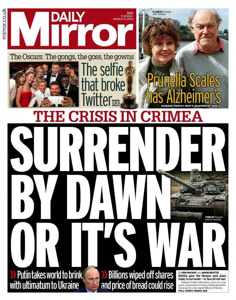 Daily Mirror: Surrender by dawn or it's war